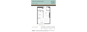 A floor plan for a 1 bedroom apartment with a bathroom.
