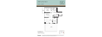 A floor plan for a 2 bedroom, 2 bathroom apartment at The Lincoln in Upper Wellington.