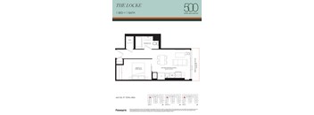 A floor plan for a 1 bedroom, 1 bathroom apartment at The Locke in Upper Wellington.