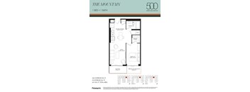 A floor plan for a 1 bedroom, 1 bathroom apartment in Upper Wellington.