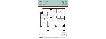 A floor plan for a 2 bedroom, 2 bathroom apartment at The Queen in Upper Wellington.