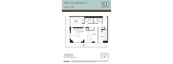 A floor plan for an apartment with two bedrooms and two bathrooms.