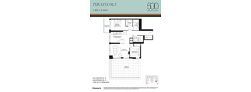 A floor plan for a 2 bedroom, 2 bathroom apartment in The Lincoln, Upper Wellington.