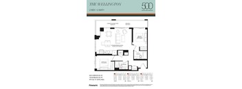 A floor plan for a 2 bedroom, 2 bathroom apartment at The Wellington, Upper Wellington.