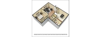 One bedroom and one bath.