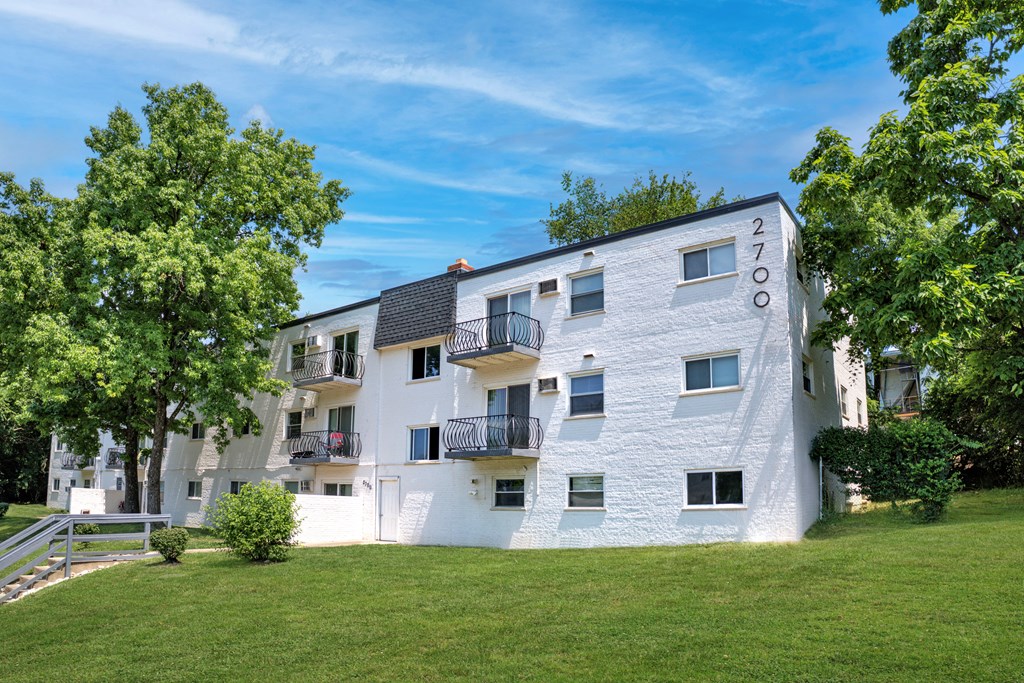 A white building with the number 2700 on it.