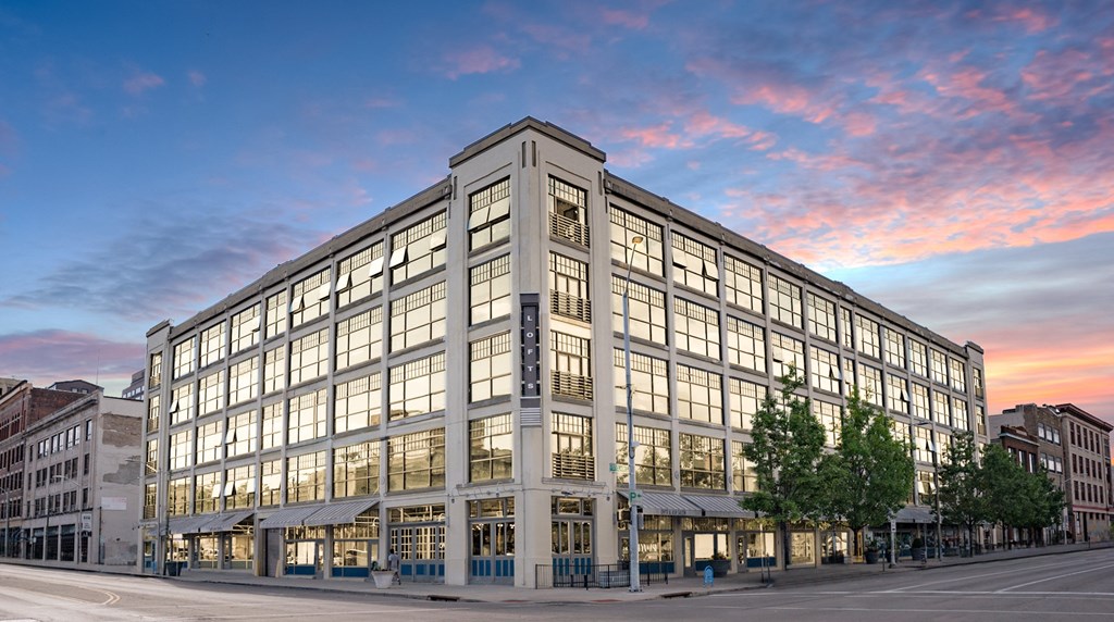 St. Clair Lofts Building exterior at dusk