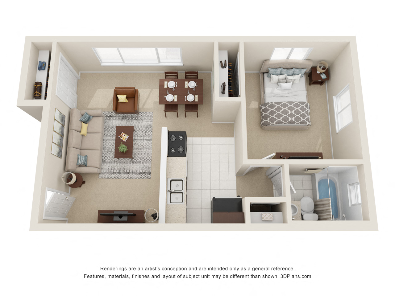 Hillvista one bedroom apartment floor plan
