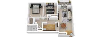 a floor plan of a bedroom with a living room and a dining room
