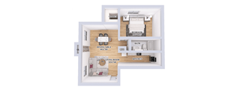a floor plan of a house with a bedroom and a living room