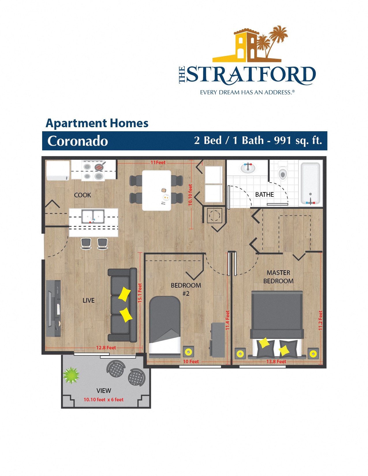 2 bed 1 bath