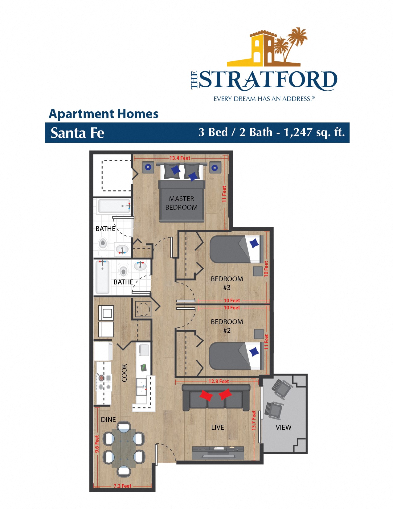 3 bed 2 bath