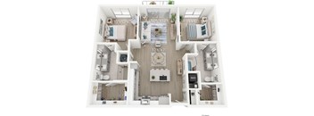 A 12x12 floor plan of a house with a living room, kitchen, and two bedrooms.