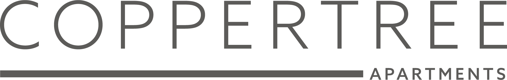 A black and white image of a sign that says "COPPERTREE APARTMENTS".