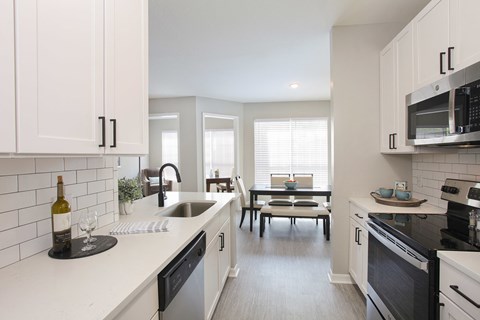 Newly renovated include quartz countertops, stainless steel appliances, matte black finishes and hardware, and hardwood-inspired flooring throughout (Legacy Series)