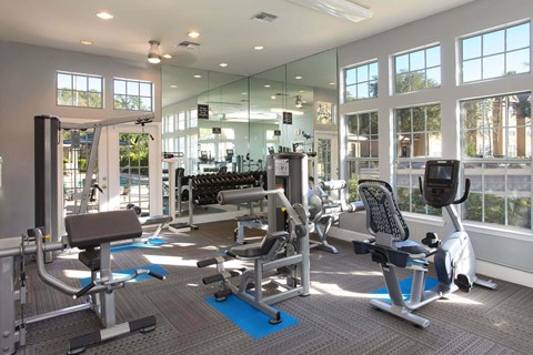 Fitness studio with weight machines