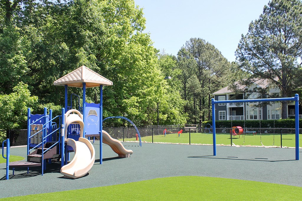 Playground with artificial turf