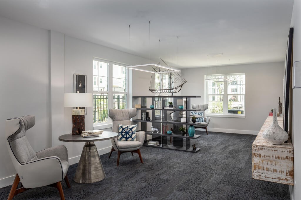 Library in multi-story clubhouse