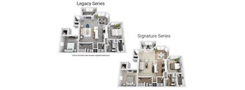 A floor plan image comparing the Legacy series and Signature series.