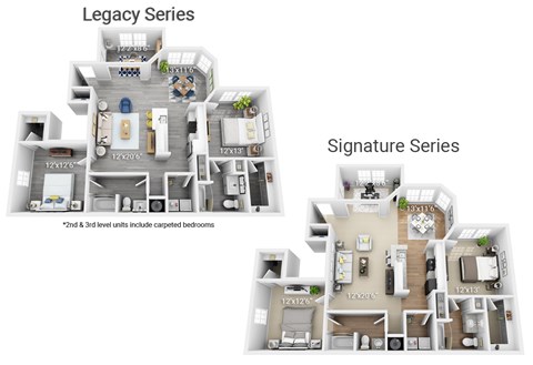 A floor plan image comparing the Legacy series and Signature series.