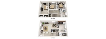 A diagram of a two-story house with labeled dimensions.