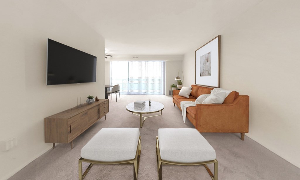 Large living room with walk-out balcony/patio