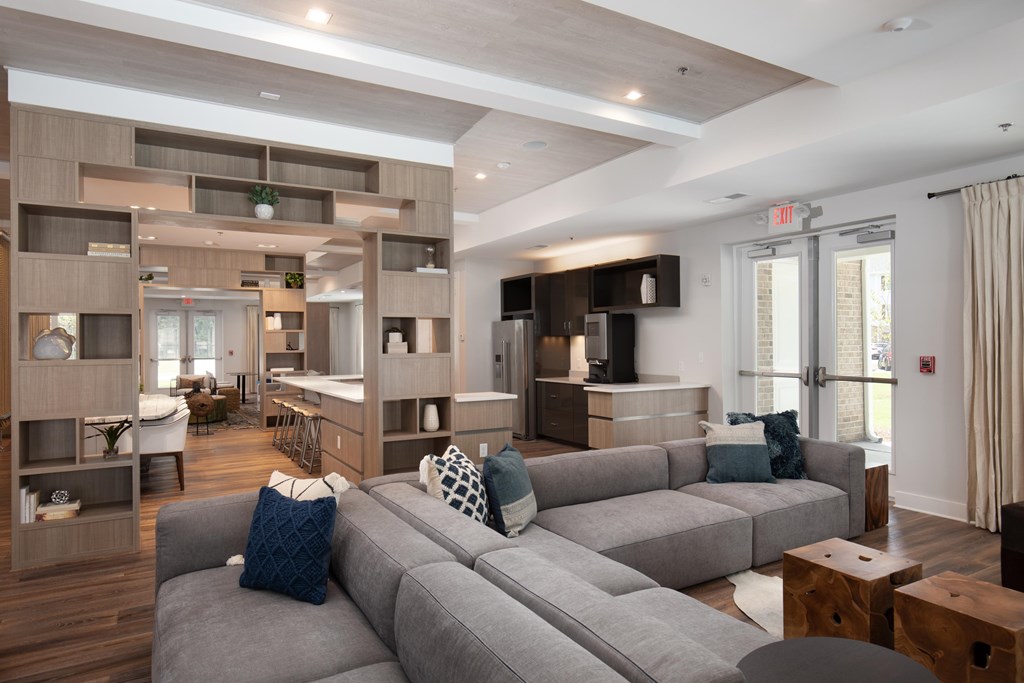 Multi-story clubhouse with lounge area