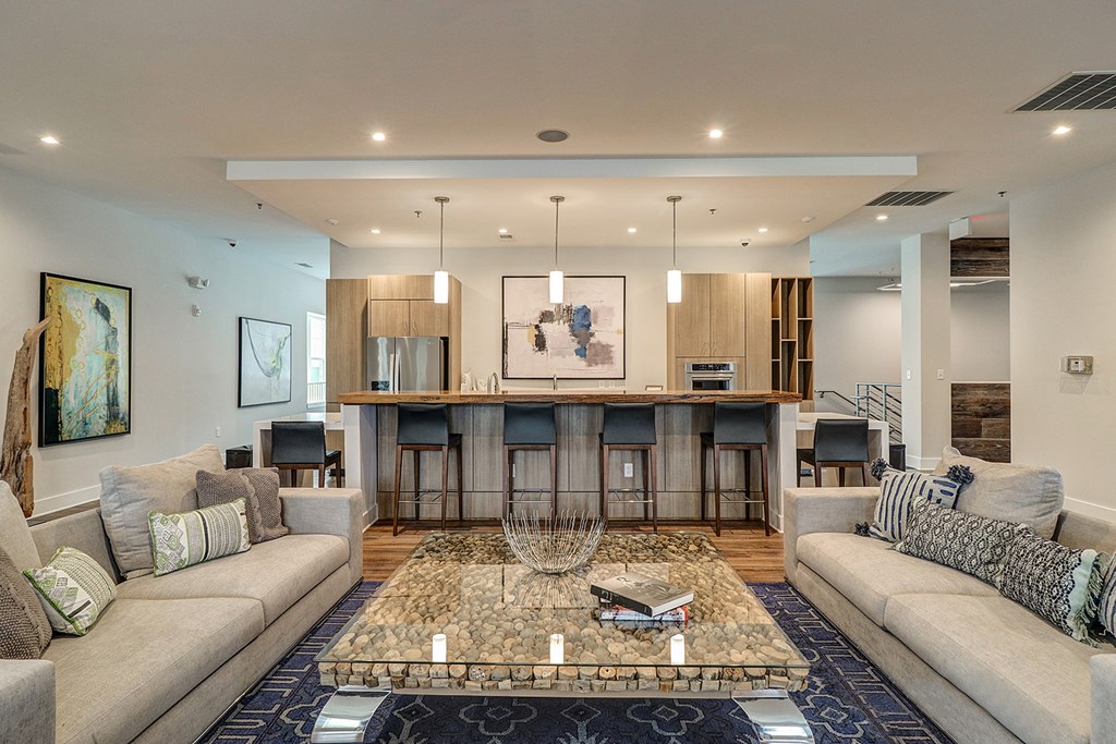 Multi-story clubhouse with kitchen