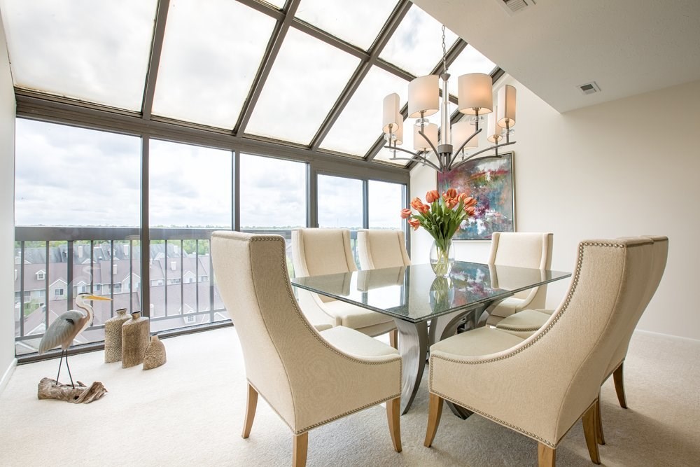 Dining Room with ceiling to floor windows