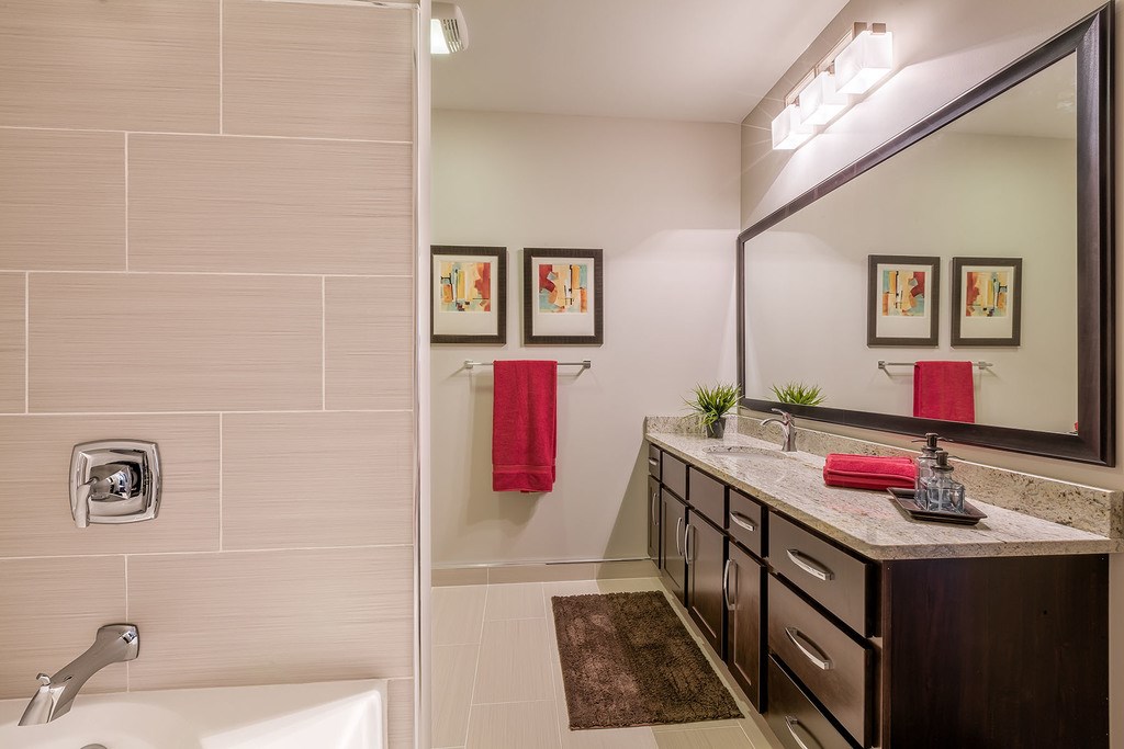 Large bathroom with bath tub
