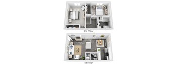 A diagram of a two-story house with labeled dimensions.