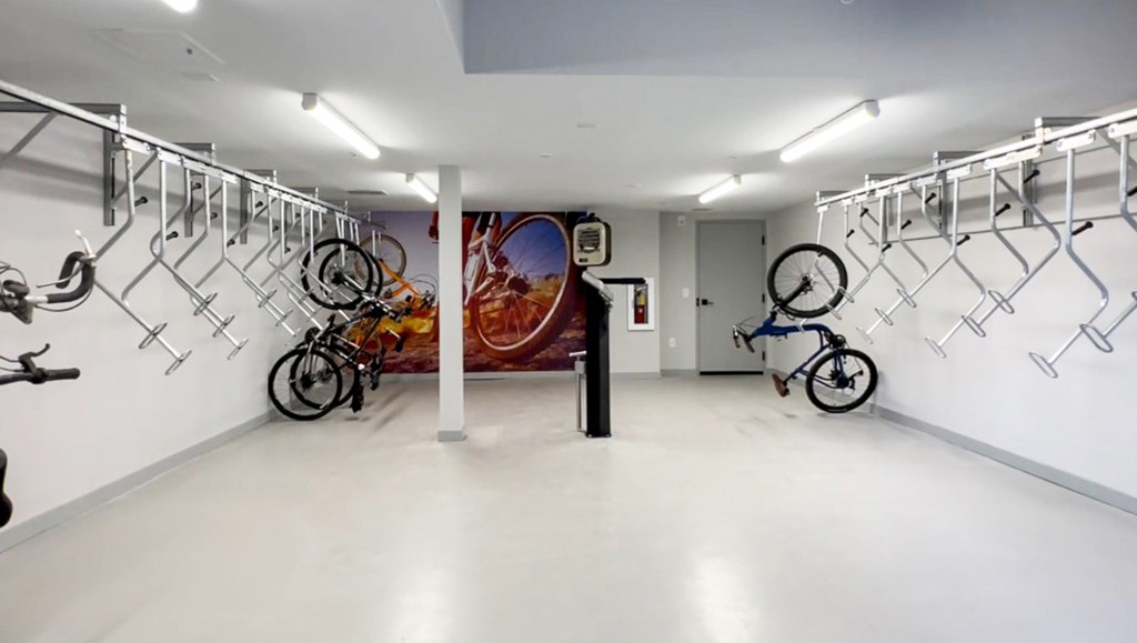 Bike storage with bike repair station