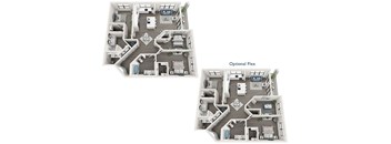 Two images of a house layout, one with an optional flex room.