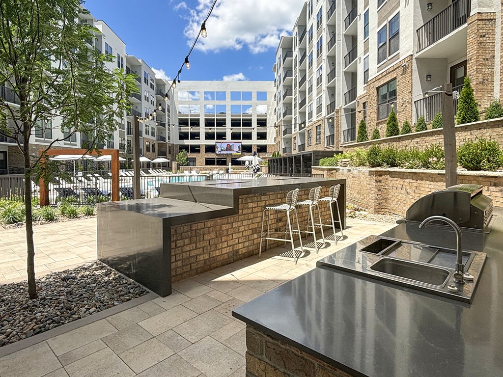 Outdoor kitchen with grill area