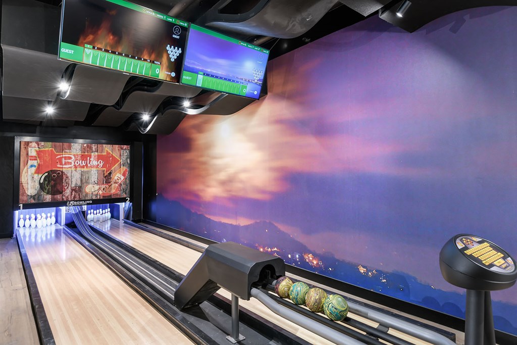 Mini bowling in the gaming lounge