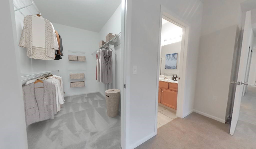 Walk-in closet and bathroom