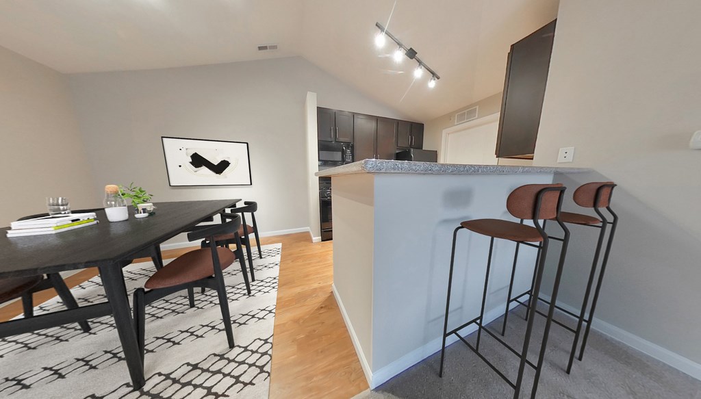 Dining room and kitchen