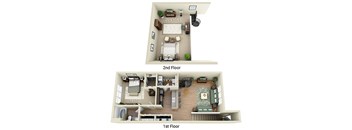 A diagram of a two-story house with labeled dimensions.