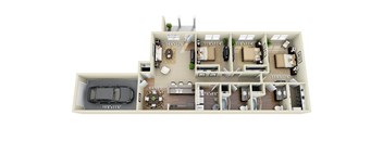 A floor plan of an apartment with dimensions and room layout.