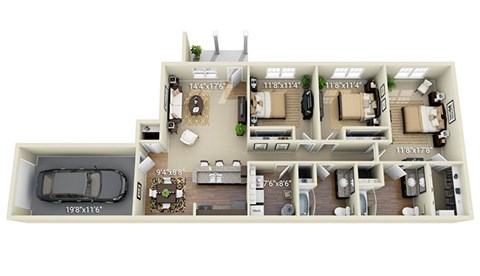 A floor plan of an apartment with dimensions and room layout.