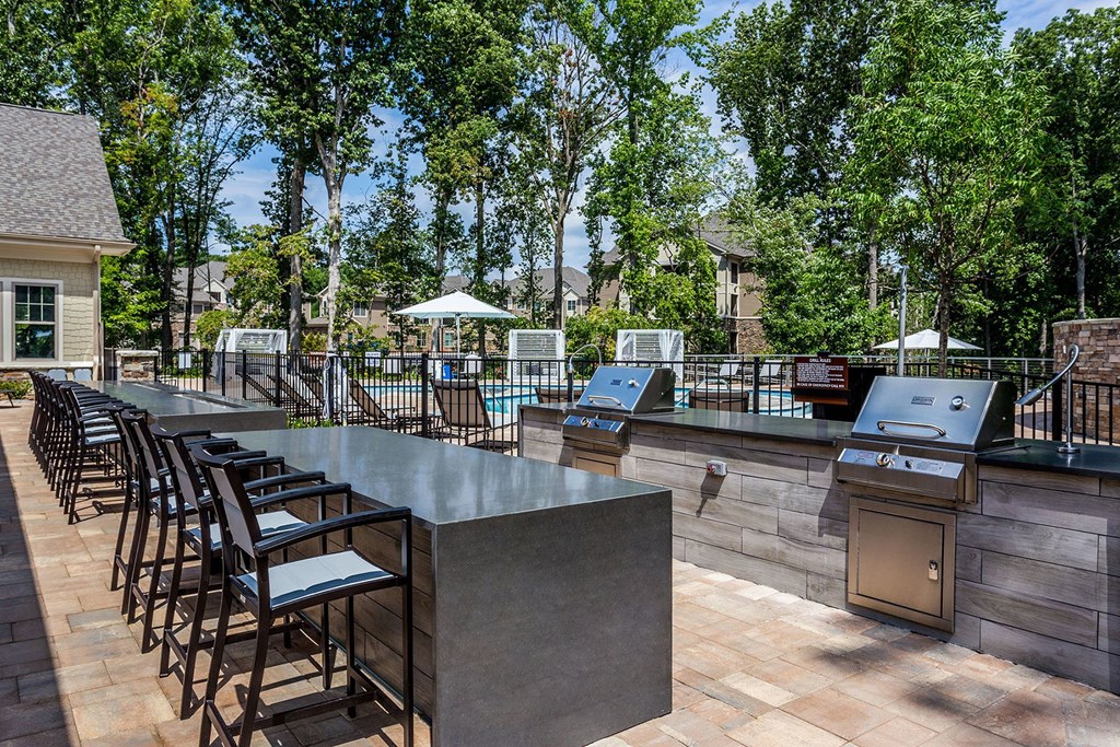 Outdoor entertaining spaces with gas grills