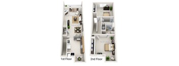 A diagram shows the layout of a two-story apartment.