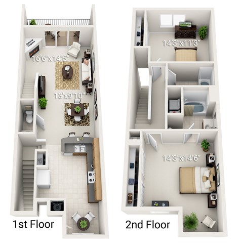 A diagram shows the layout of a two-story apartment.