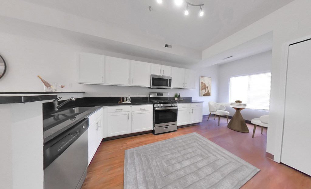 Fully-equipped kitchens with gas ranges and built-in microwaves