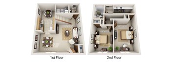 A diagram shows the layout of a one and two bedroom apartment.