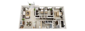 A floor plan of a two-bedroom apartment with dimensions.