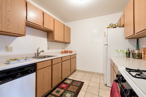 Fully-equipped kitchens with tiled floors