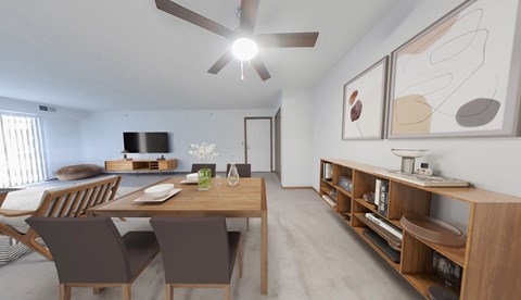 Dining rooms with overhead lighting