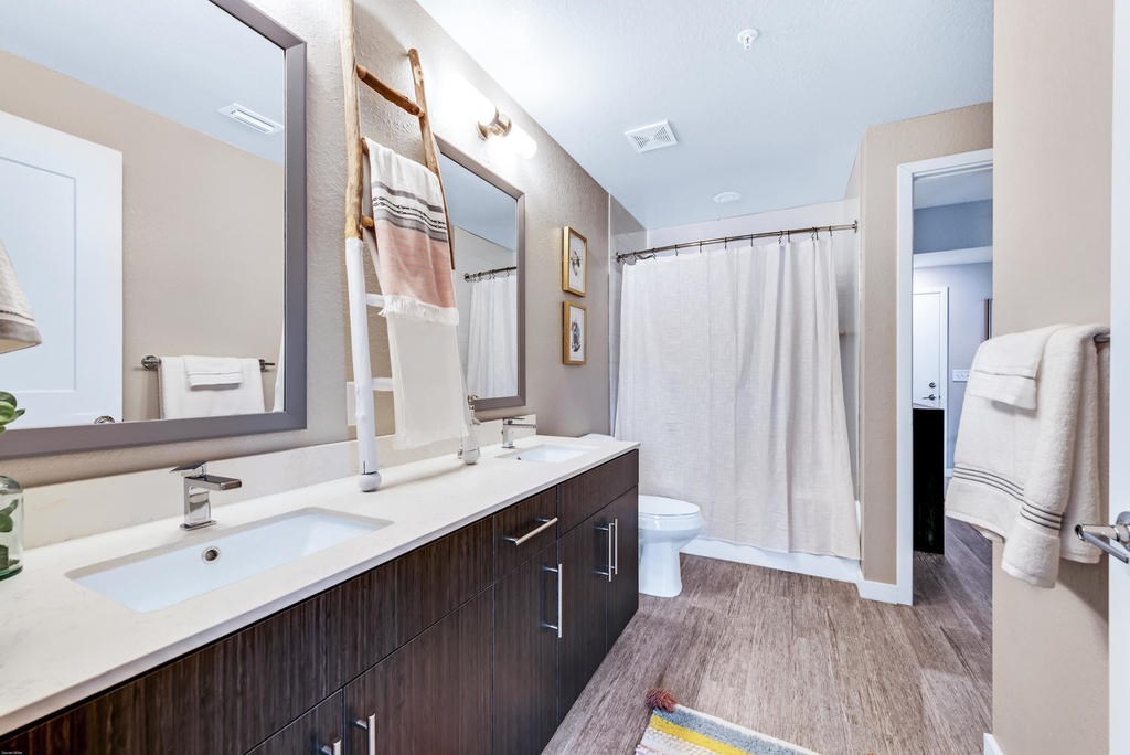 Quartz countertops in bathrooms