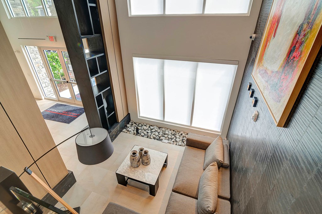 Impressive multi-story clubhouse with a lot of natural light